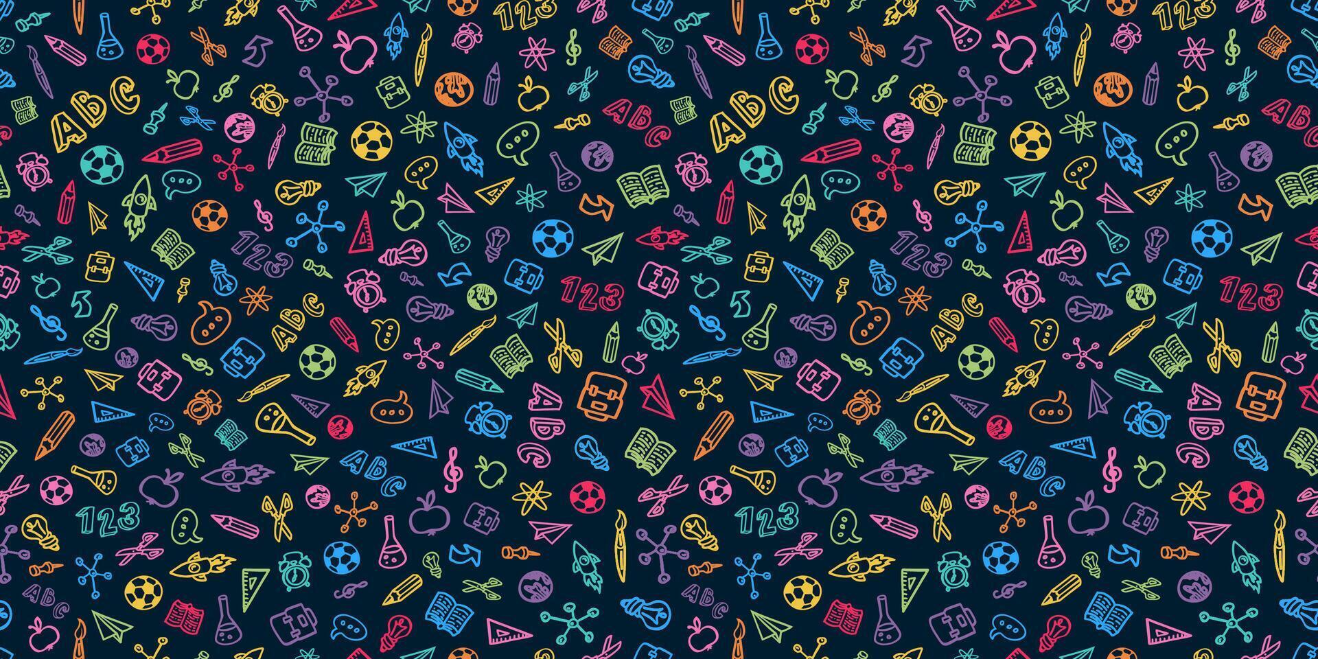 Colorful doodles of letters and numbers vector