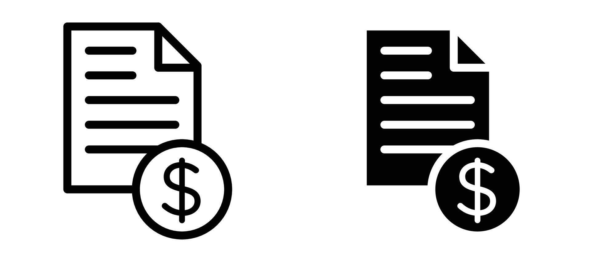 Bill paid icon in black modern and lines and solid vector