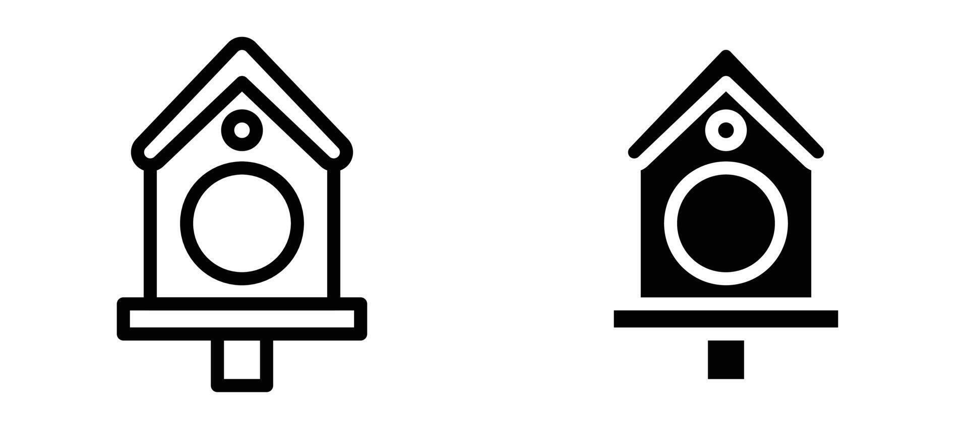 Bird house icon in black modern and lines and solid vector