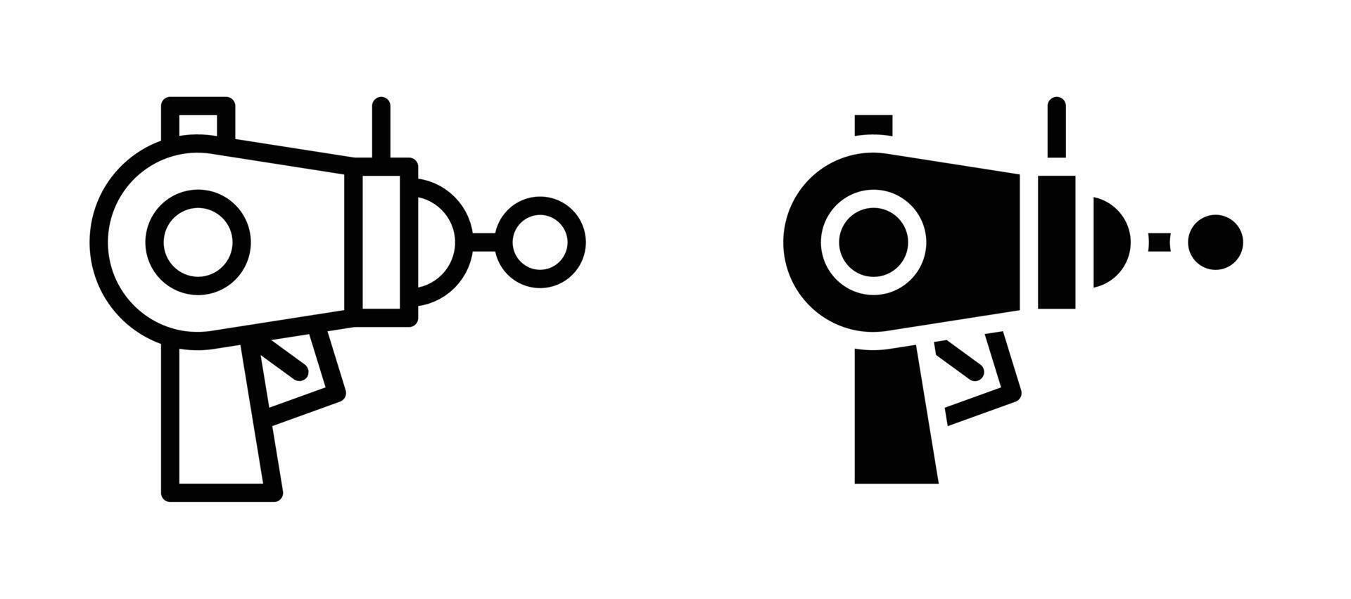 Blaster icon in black modern and lines and solid vector