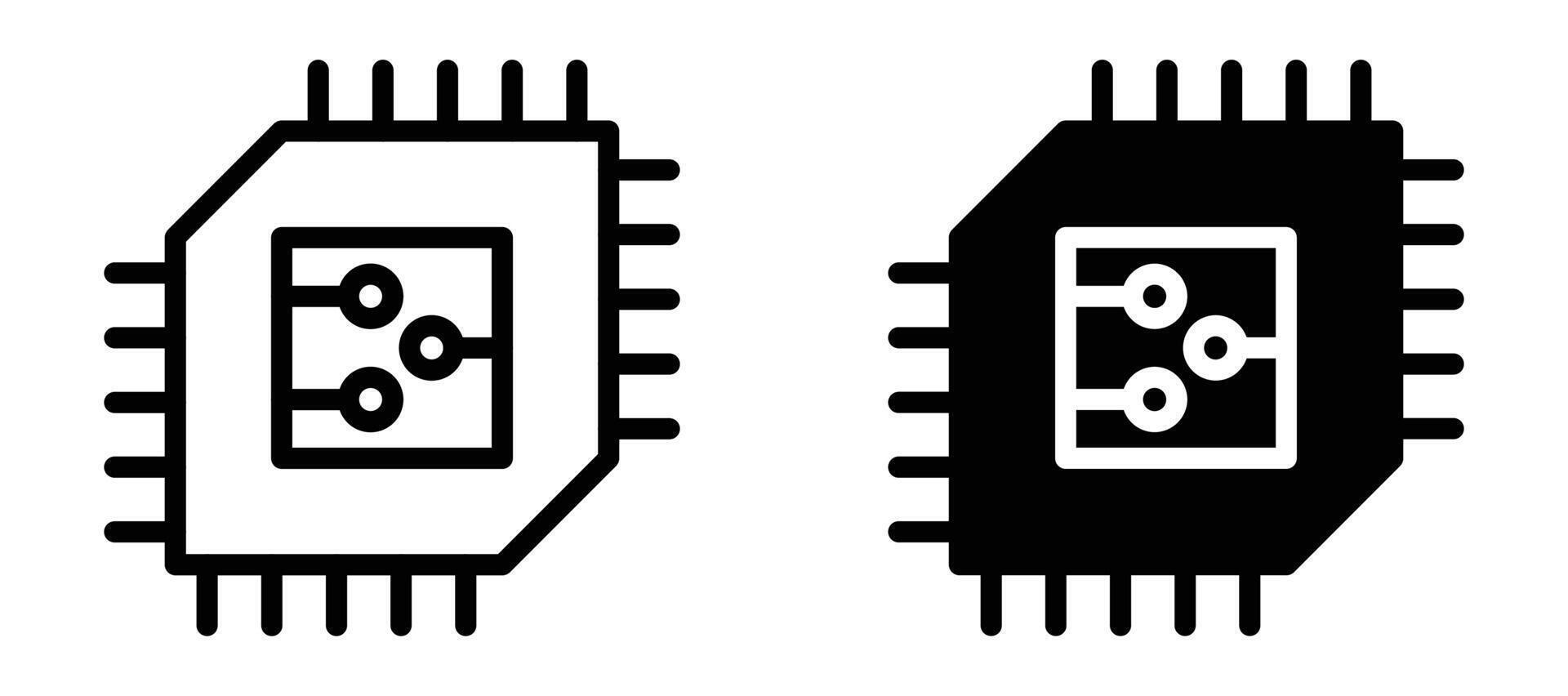 Chip icon in black modern and lines and solid vector