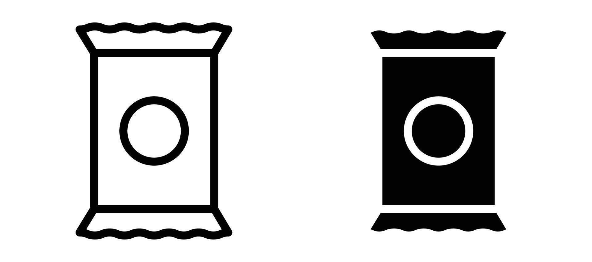 Chips bag icon in black modern and lines and solid vector