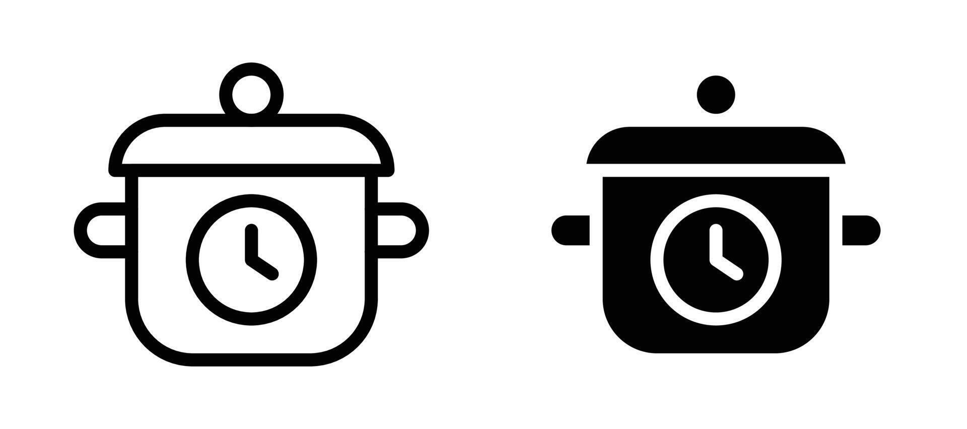 Cooking time icon in black modern and lines and solid vector