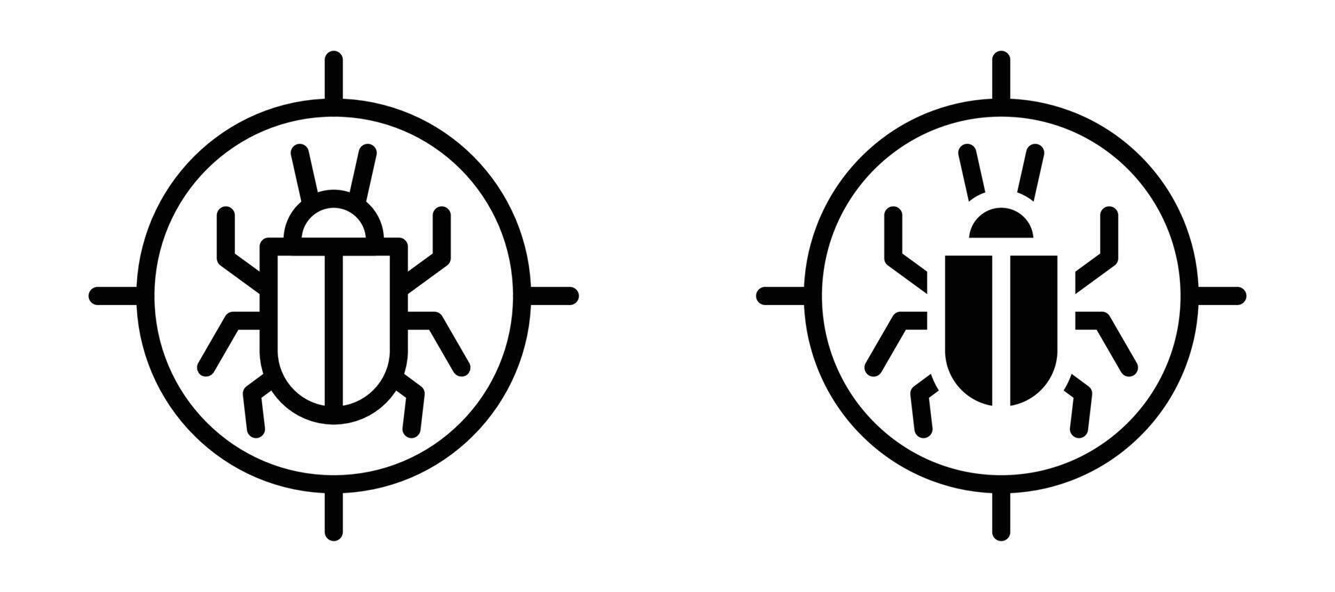 Debug icon in black modern and lines and solid vector