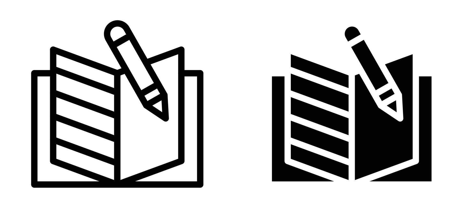 Homework icon in black modern and lines and solid vector