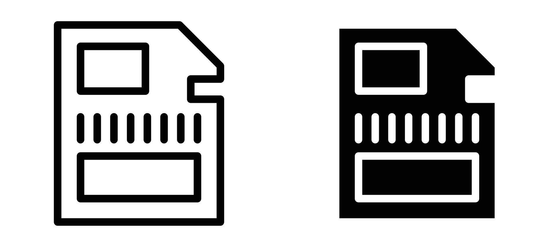 Memory card icon in black modern and lines and solid vector