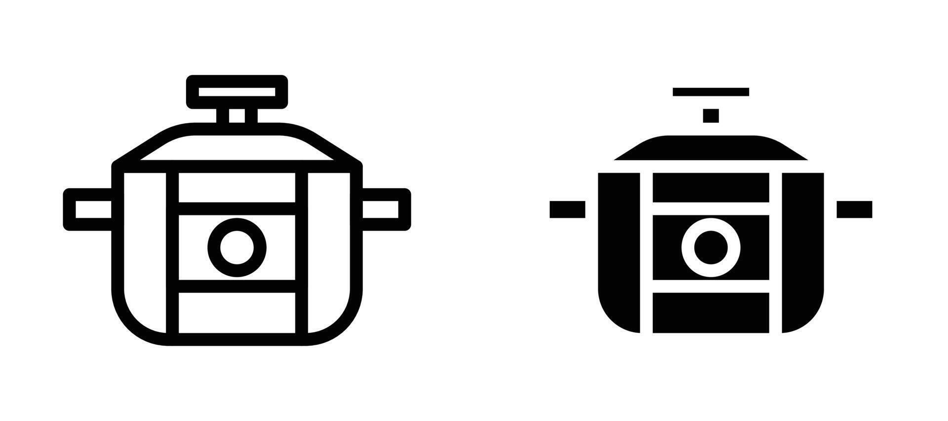 pressure cooker icon in black modern and lines and solid vector