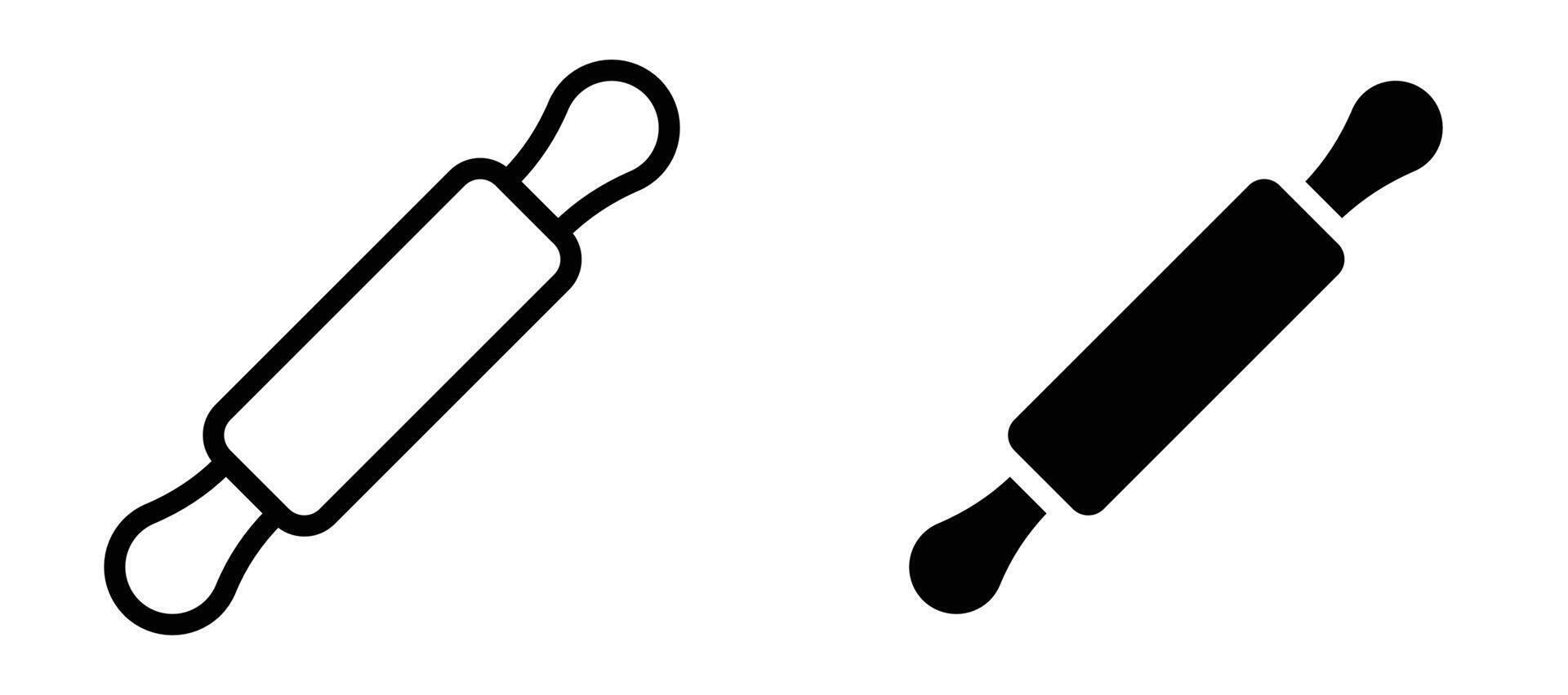 Rolling pin icon in black modern and lines and solid vector
