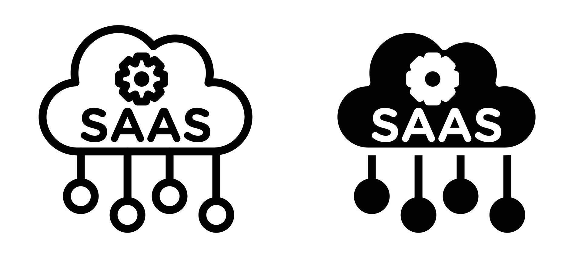 SaaS icon in black modern and lines and solid vector