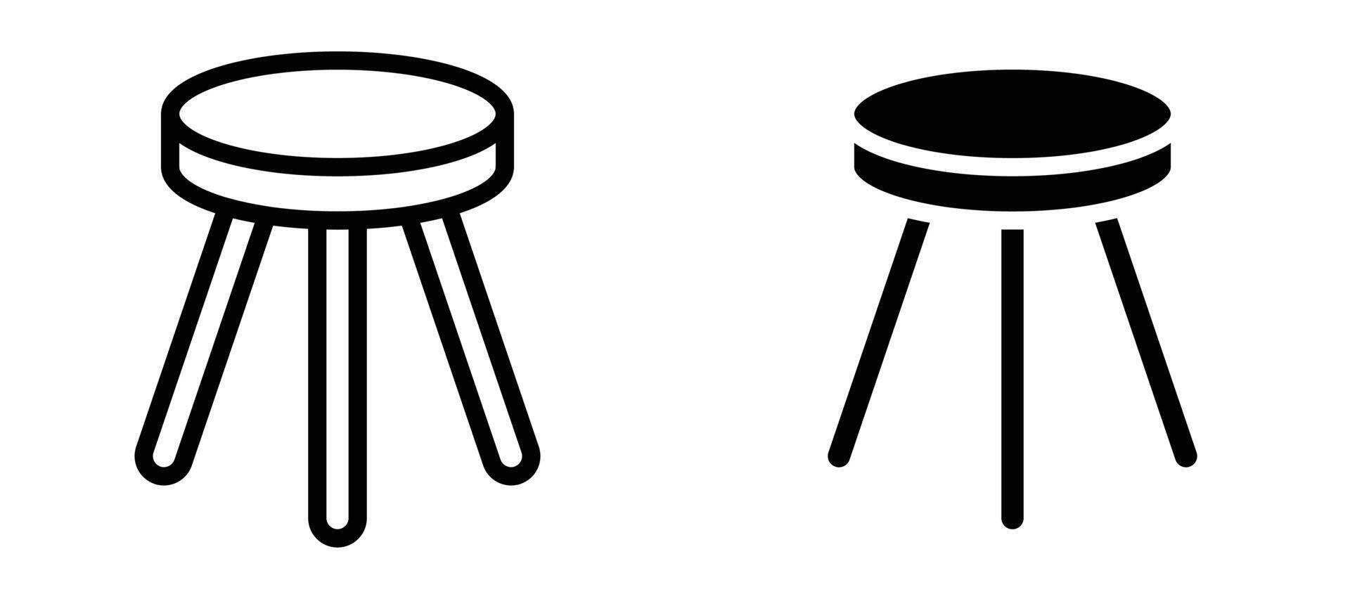 Stool icon in black modern and lines and solid vector