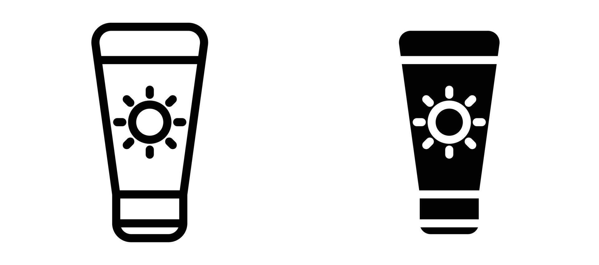 Sun cream icon in black modern and lines and solid vector