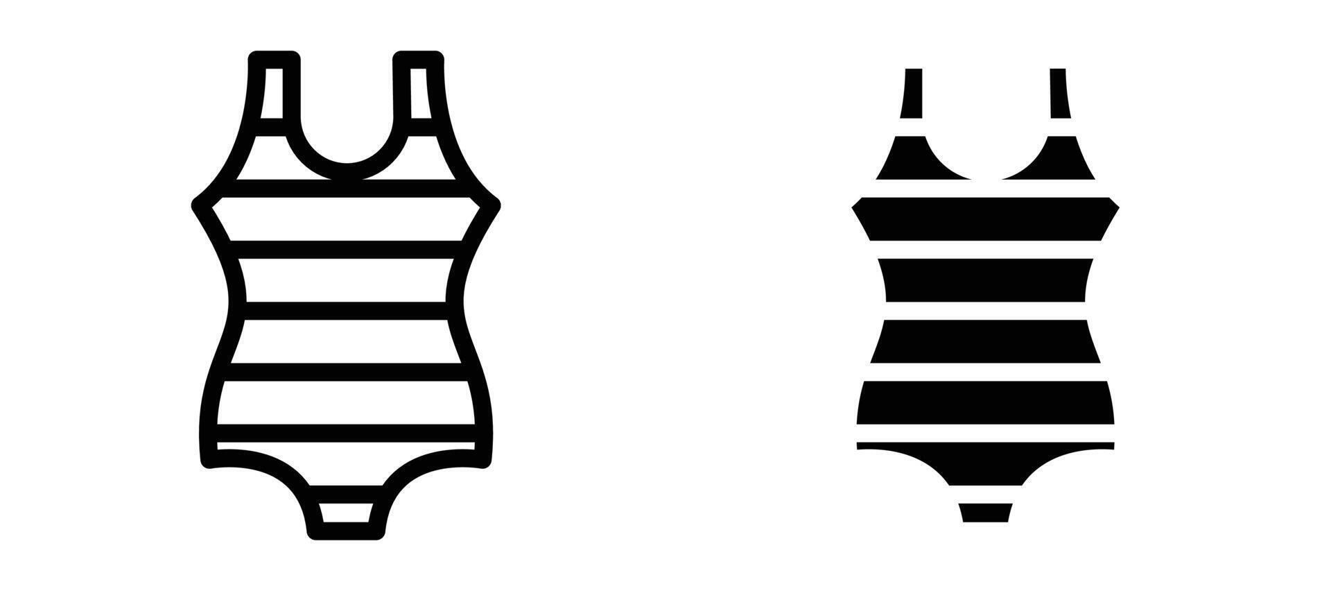 Swimsuit icon in black modern and lines and solid vector