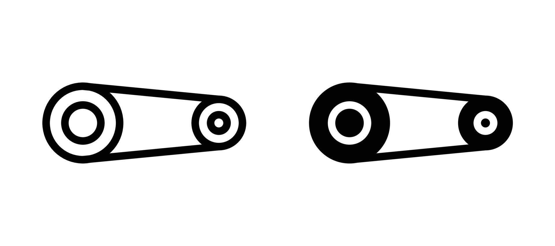 Timing belt icon in black modern and lines and solid vector