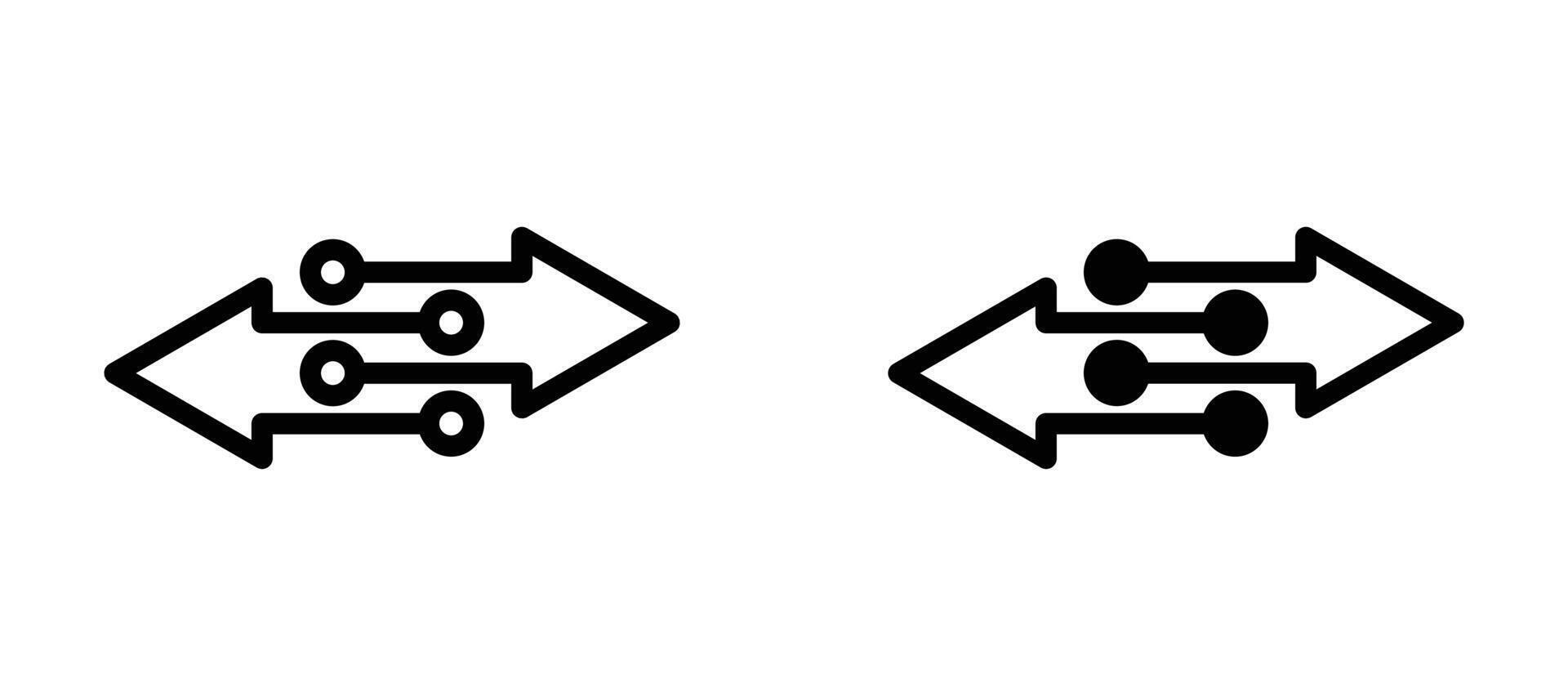 Transfer arrows icon in black modern and lines and solid vector
