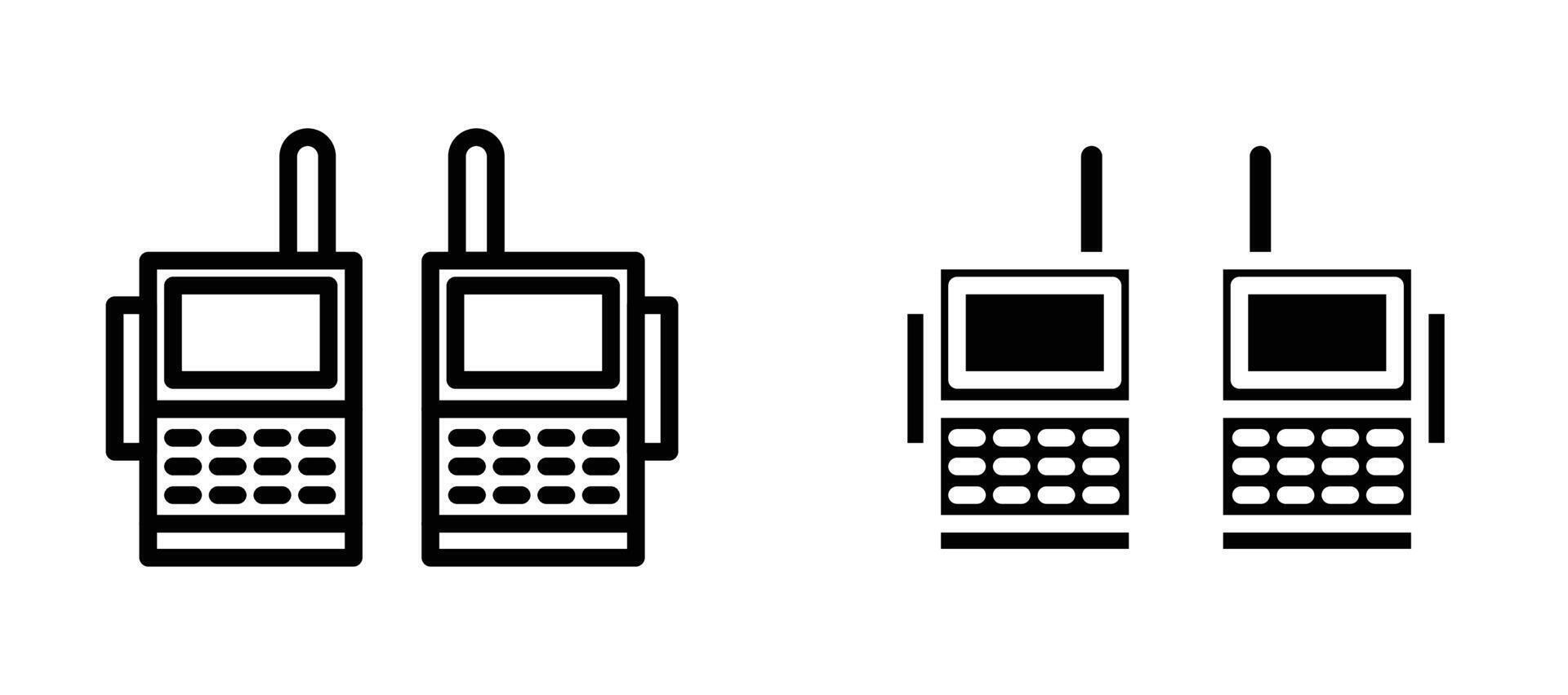 Two way radio icon in black modern and lines and solid vector