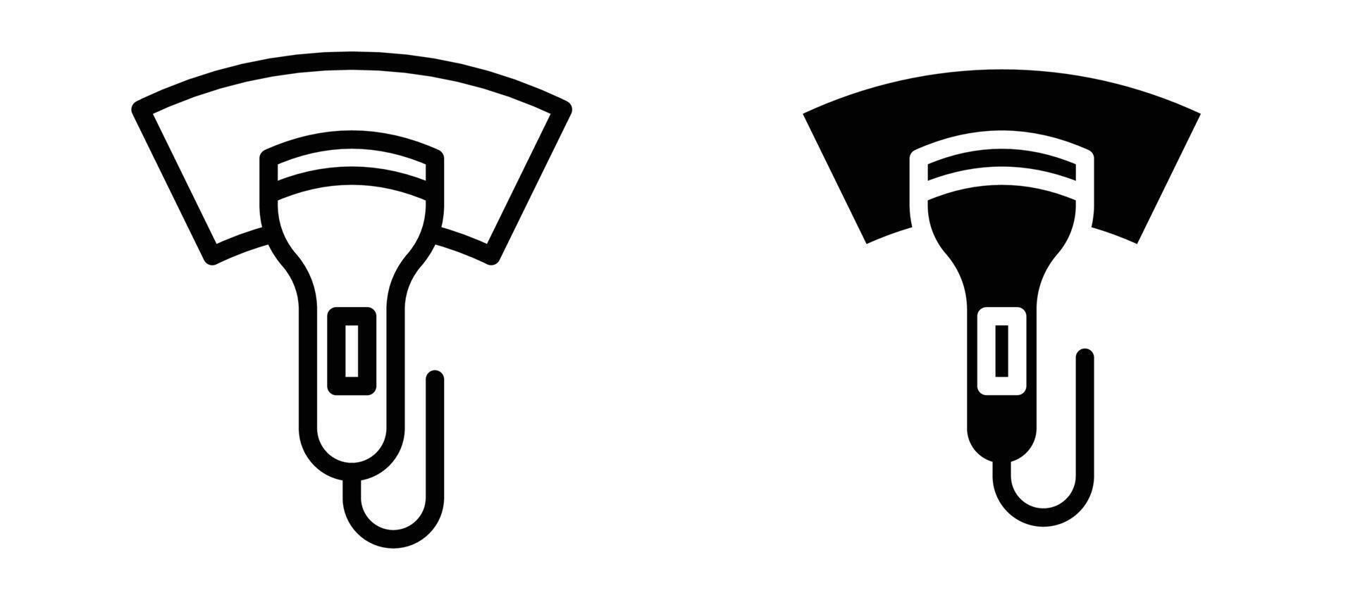 Ultrasound gun icon in black modern and lines and solid vector