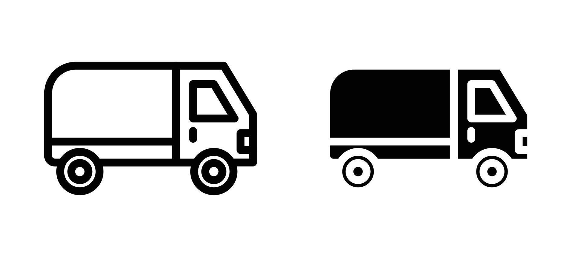 Van icon in black modern and lines and solid vector