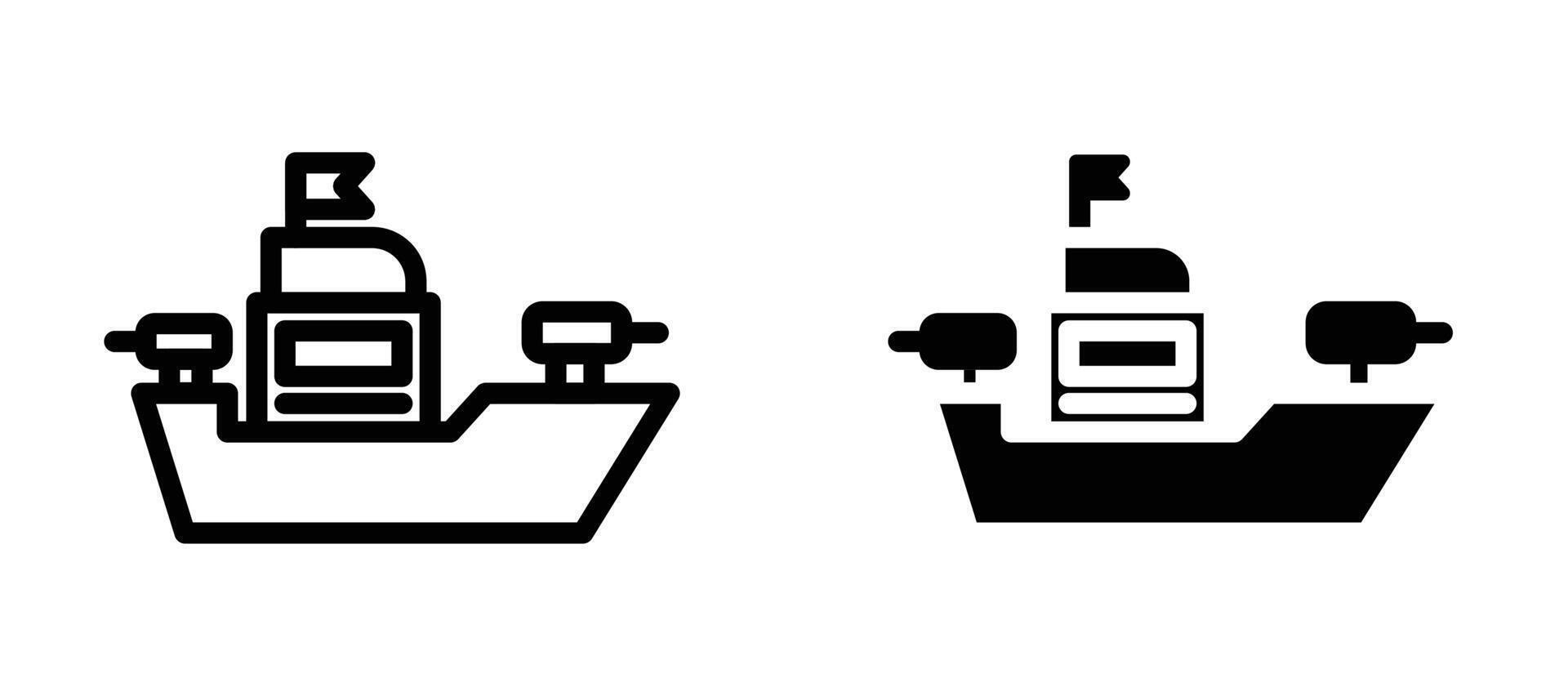 Warship icon in black modern and lines and solid vector