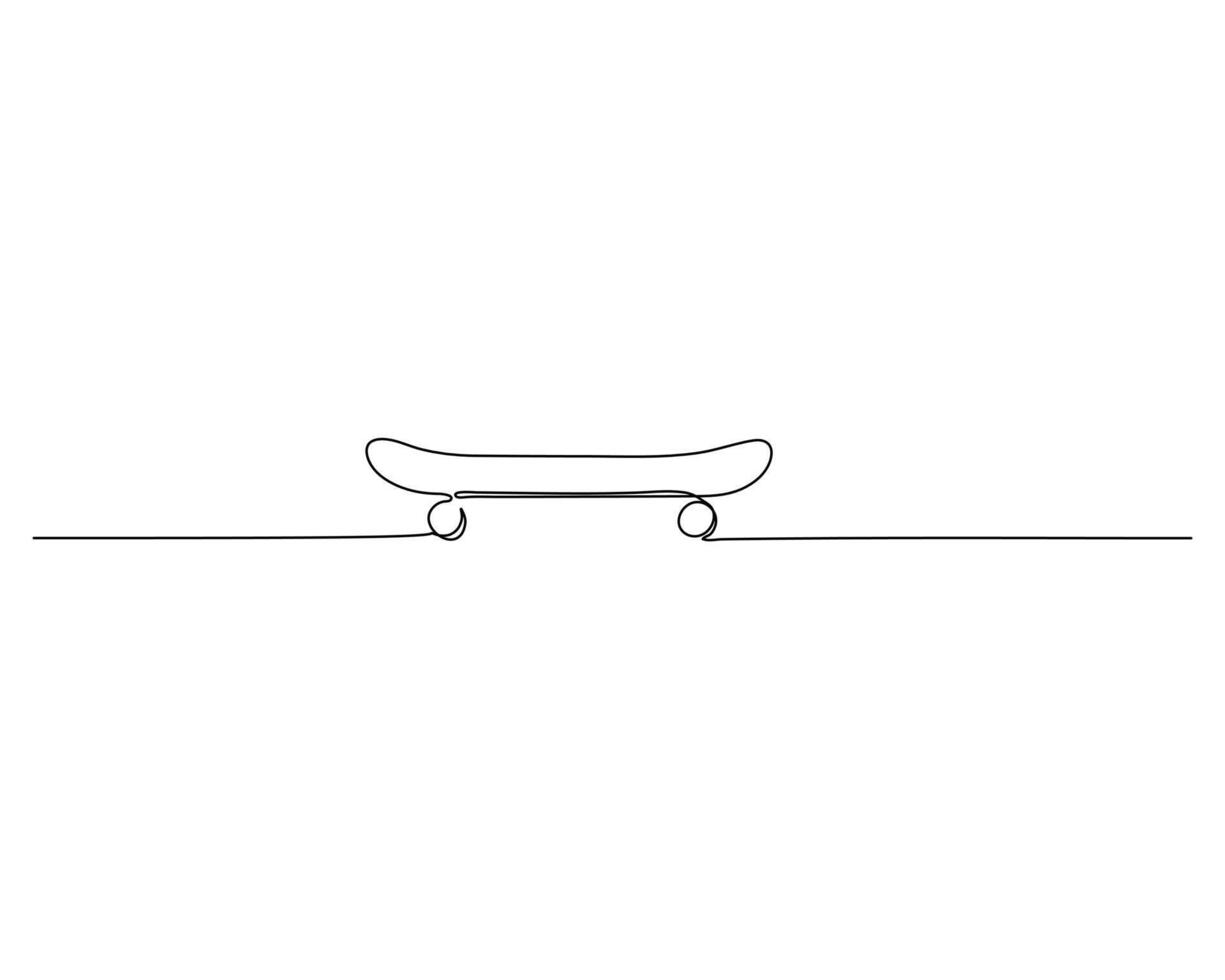 Simple line drawing of skateboard alone. Clean outline design for icon or minimalistic graphic. vector
