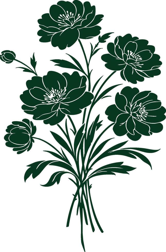 A bouquet of green flowers vector