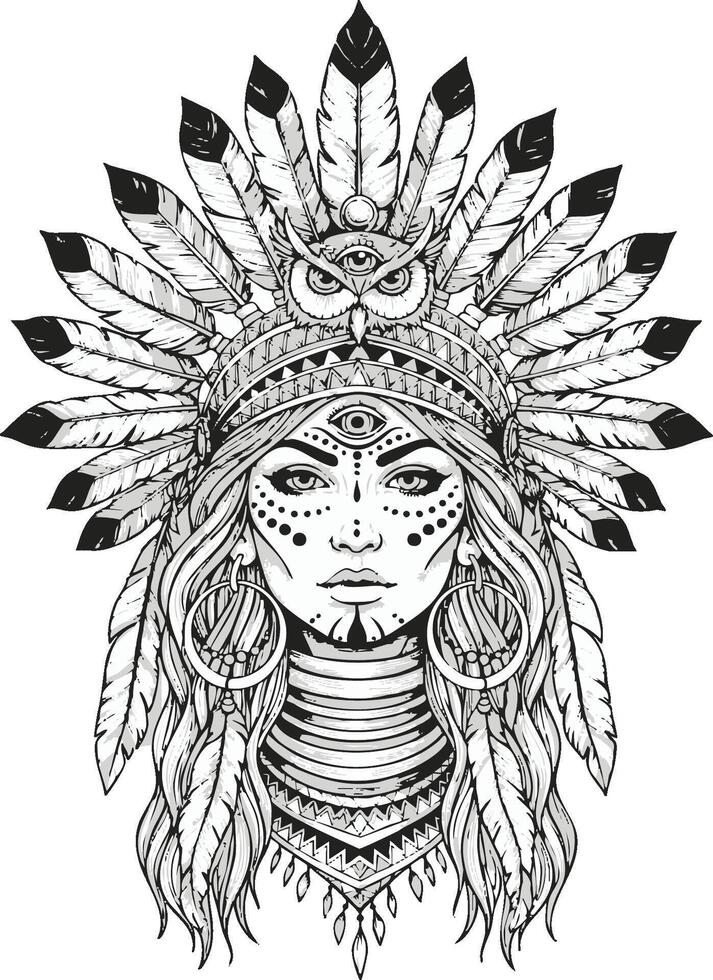 Droid girl with 3rd eye illustration vector