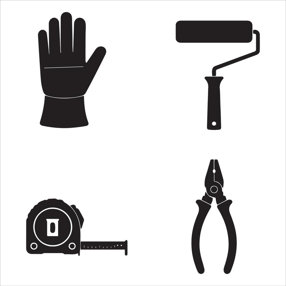 Collection of essential construction and diy tools for home improvement projects vector