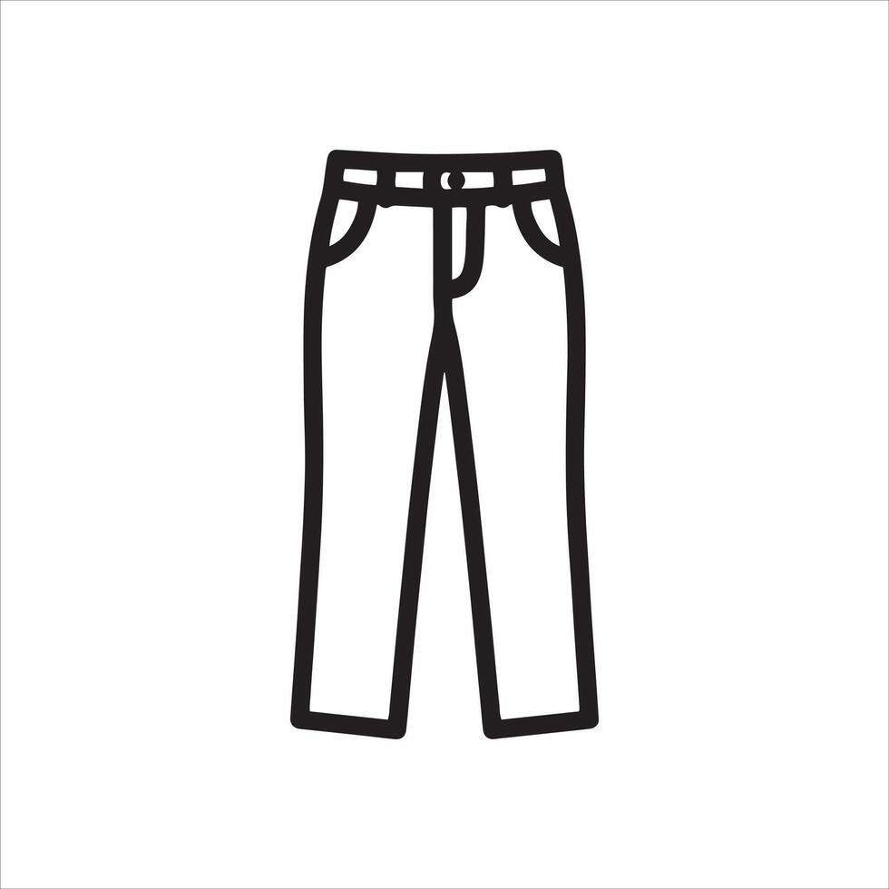 Simple outline of classic denim jeans with pockets and belt loops vector