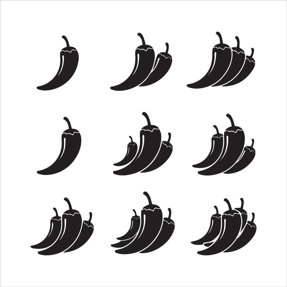 Chili pepper spiciness scale graphic with black silhouettes and labels vector