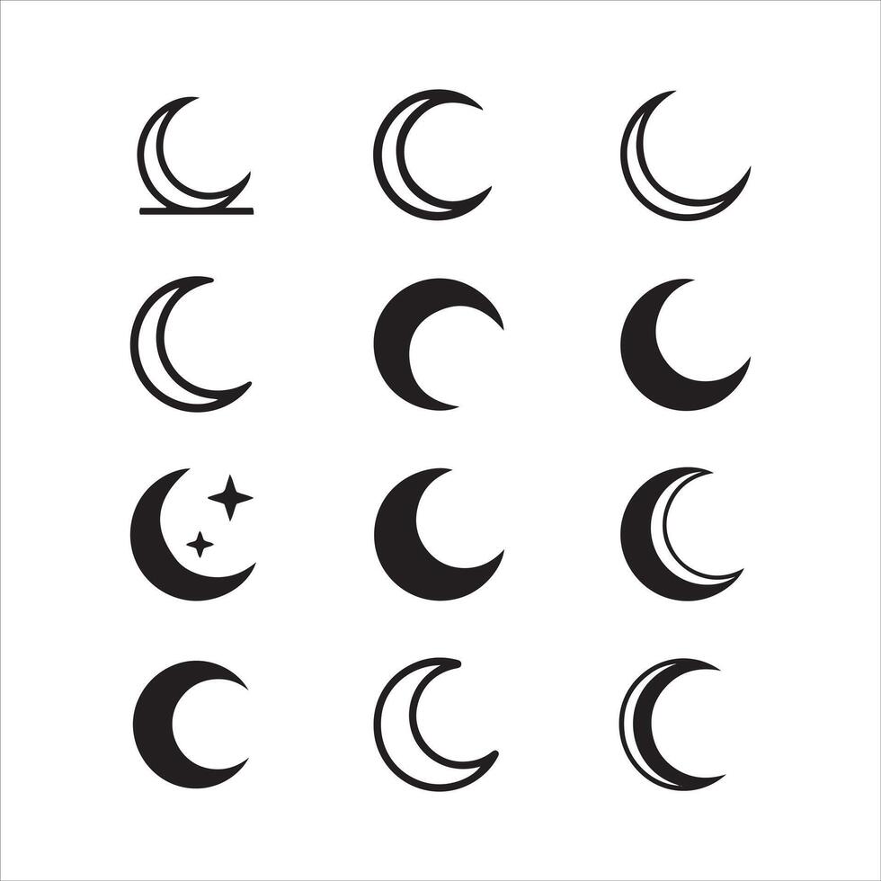 Collection of stylized black ocean wave symbols for design projects vector