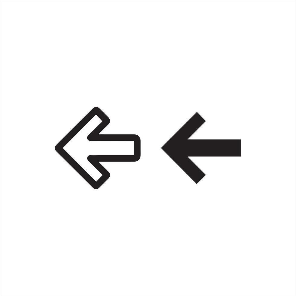 Two arrows pointing left one outline and one solid vector