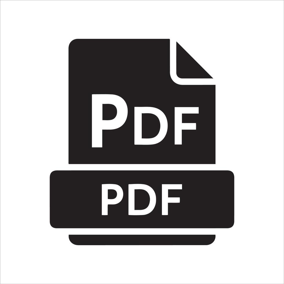 Simple black and white icon representing a pdf document vector