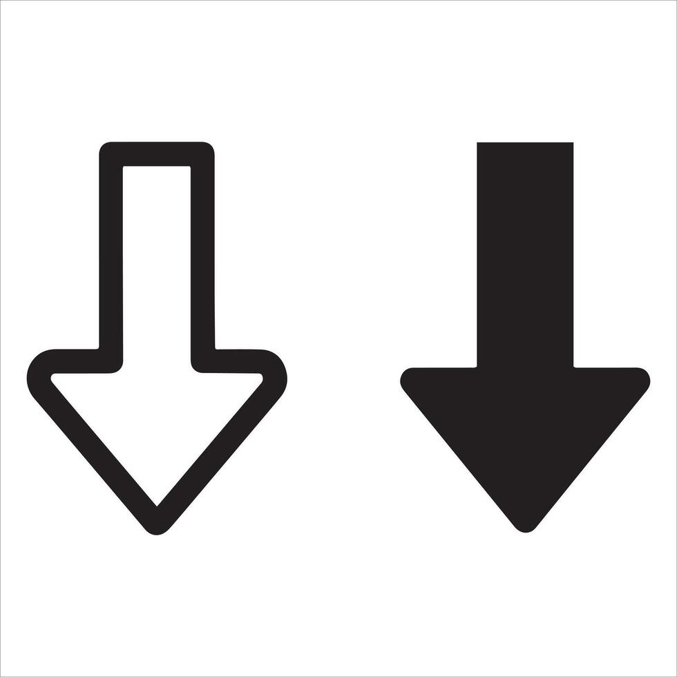 Two downward pointing arrows one filled one outline vector
