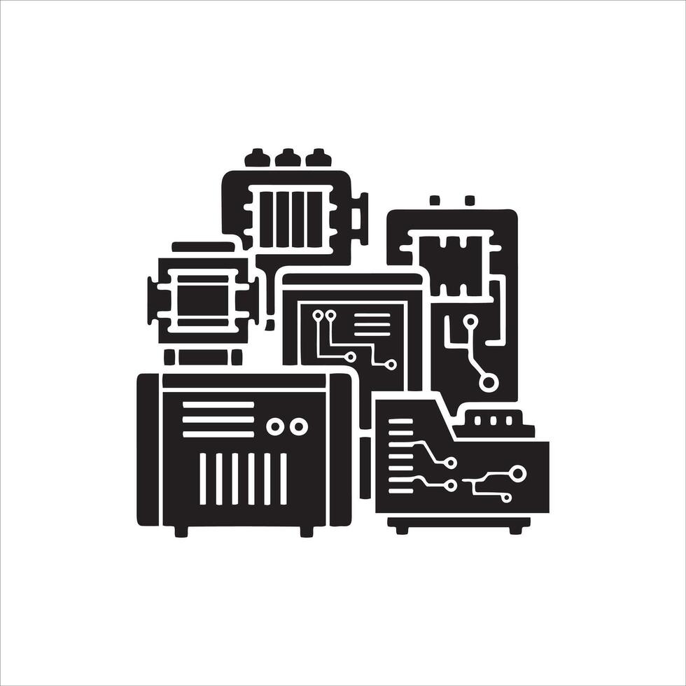 Abstract representation of complex electronic machinery and circuits vector