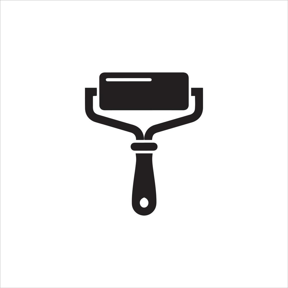 Simple black silhouette of a paint roller tool vector