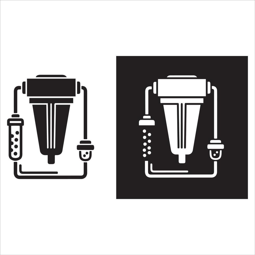 Water filtration system icon with two views vector