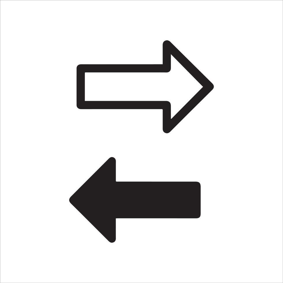 Opposite direction arrows simple outline and solid fill vector