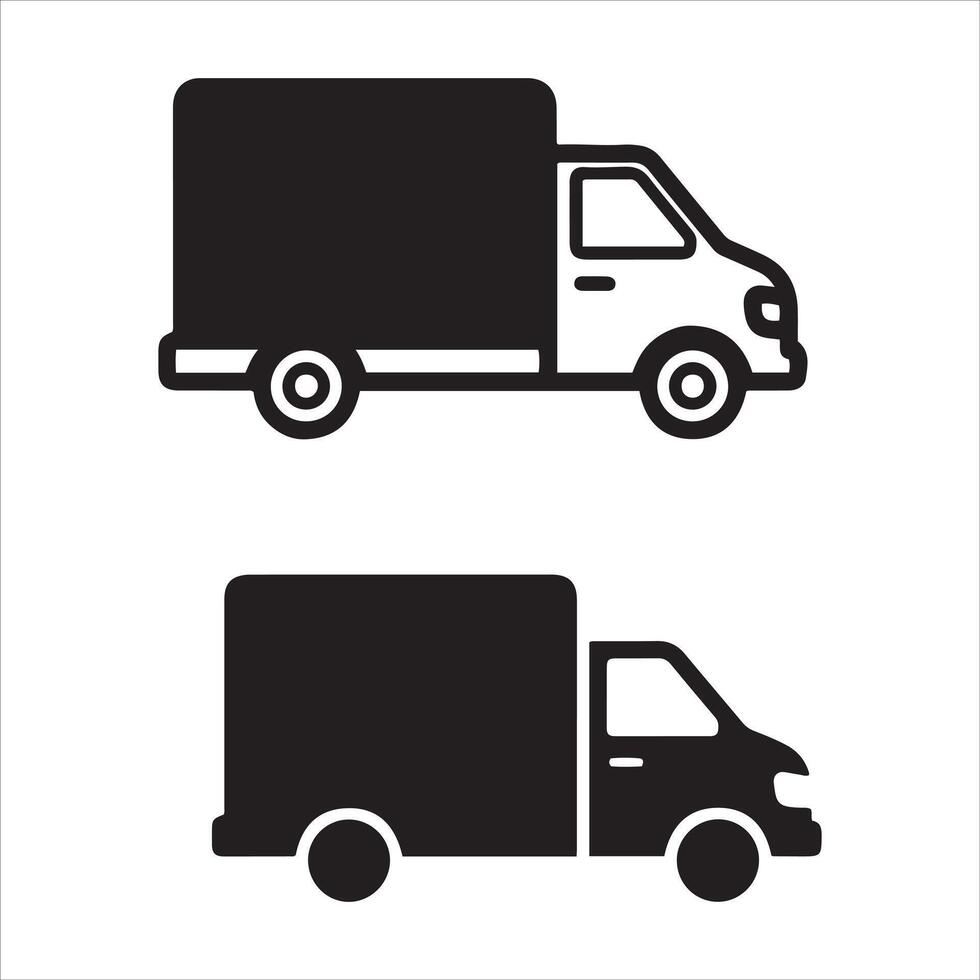 Two stylized representations of a delivery truck vector