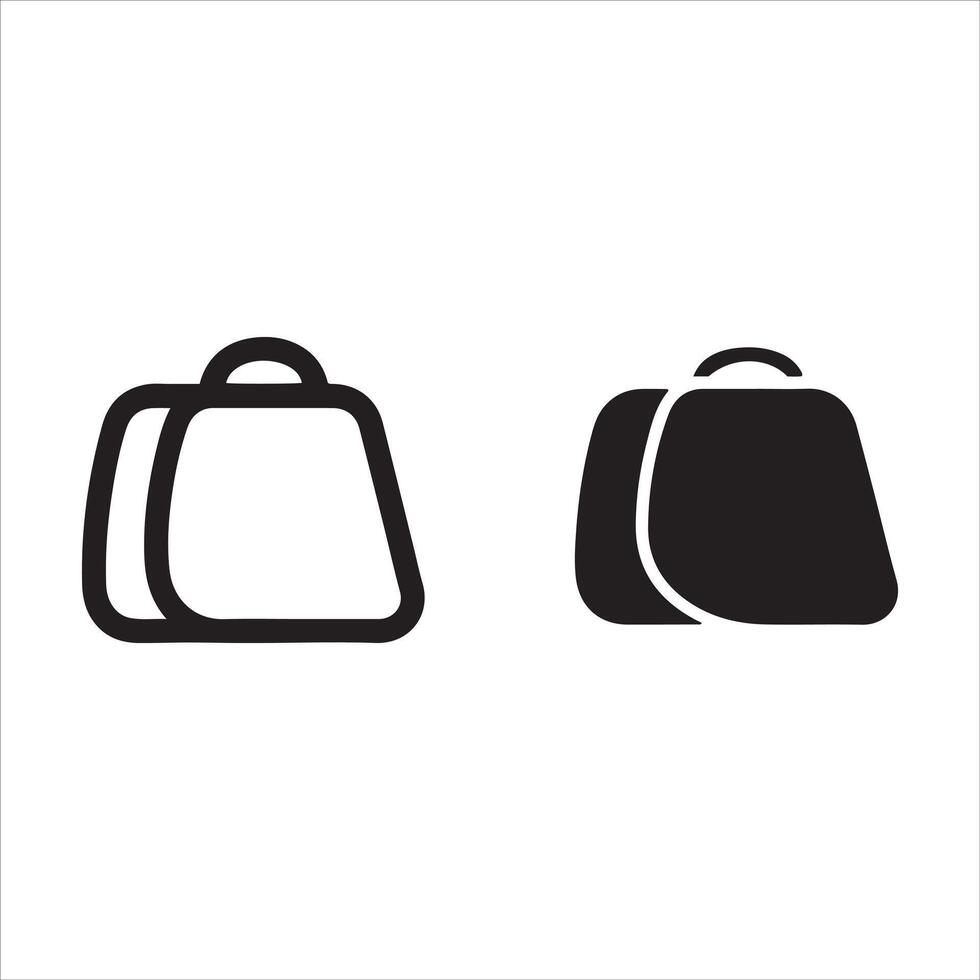 Two styles of luggage bag icons outline and solid fill vector