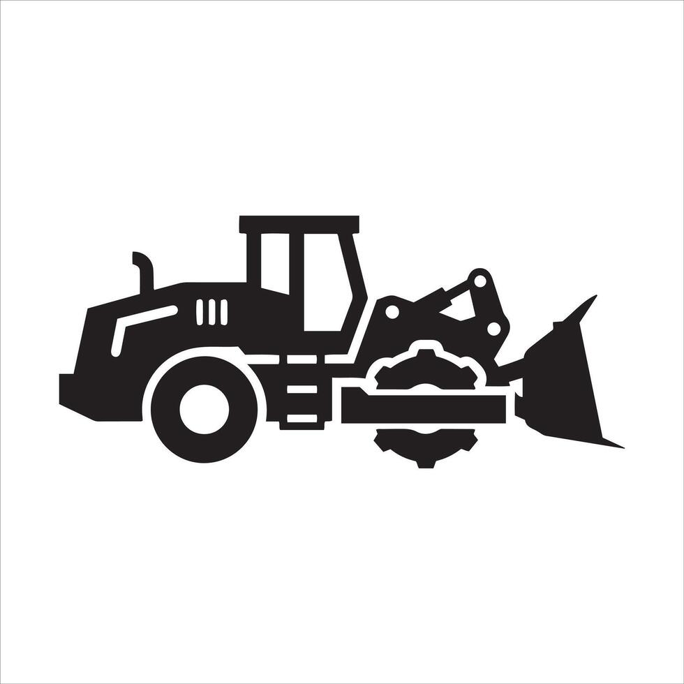 Black silhouette of a heavy duty construction loader machine vector