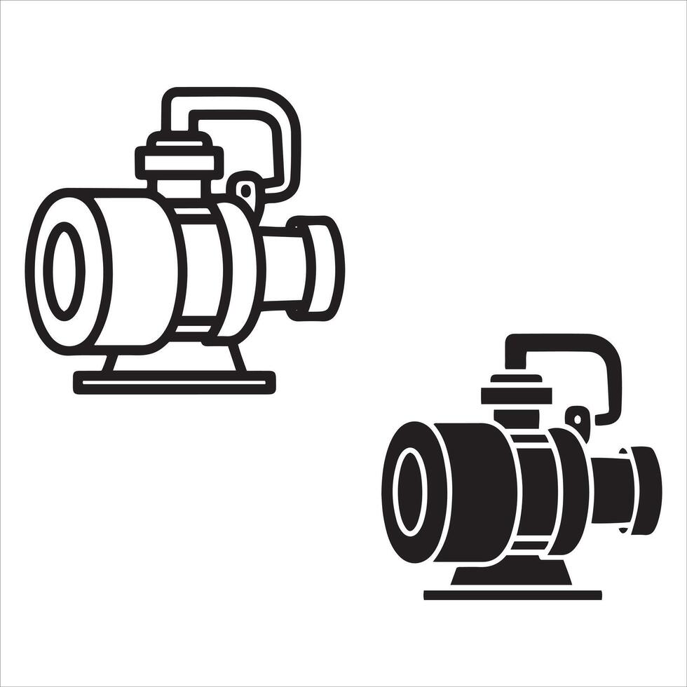 Simple line art and solid shape of a water pump vector