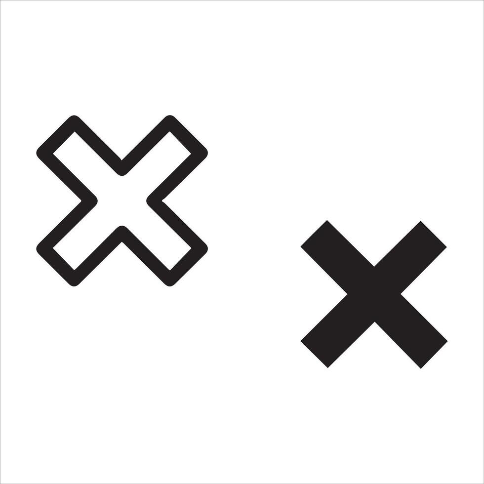 Two cross marks one outline one solid vector