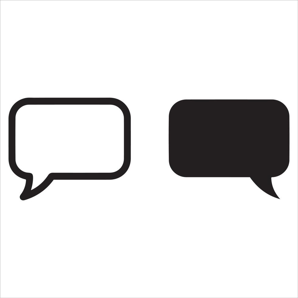 Two speech bubbles one outline one filled black vector