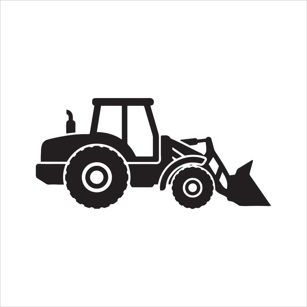 Silhouette of a front loader tractor with articulated steering vector