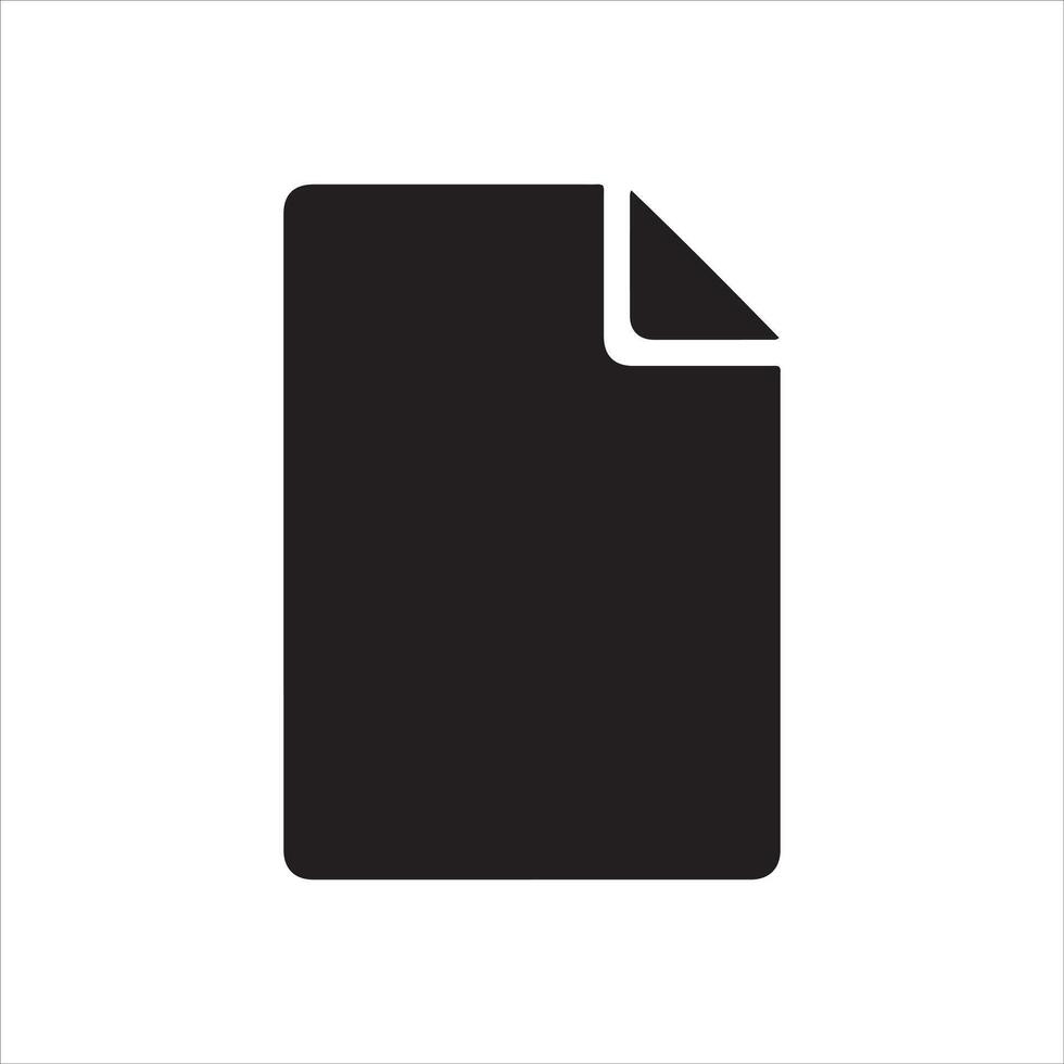 Simple black document icon with a folded corner vector