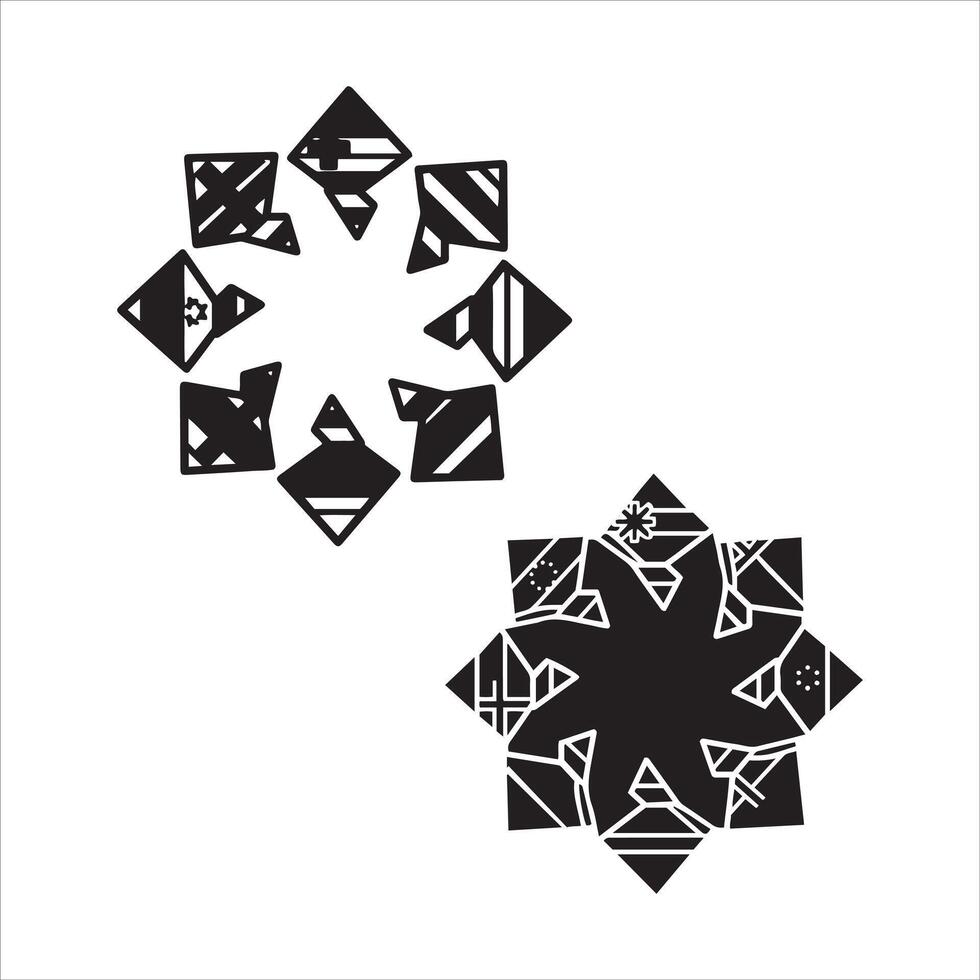 Colorful geometric star pattern with silhouette vector