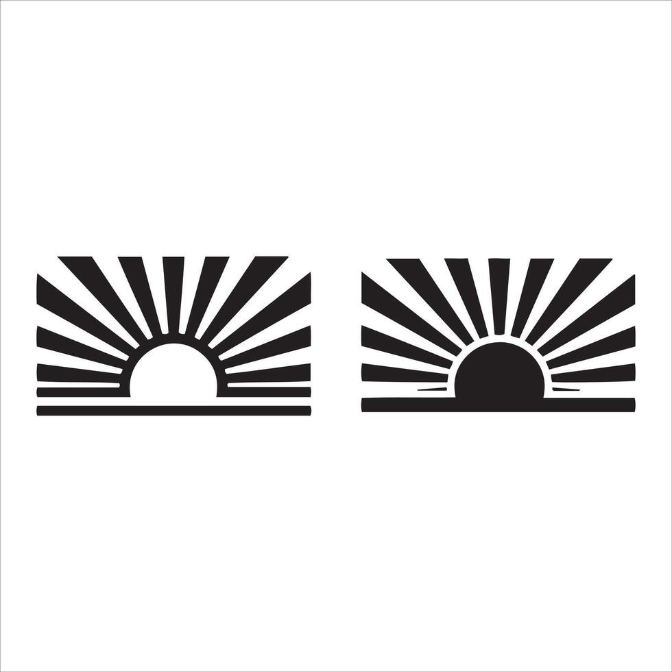 Stylized sunburst designs outline and filled shapes vector