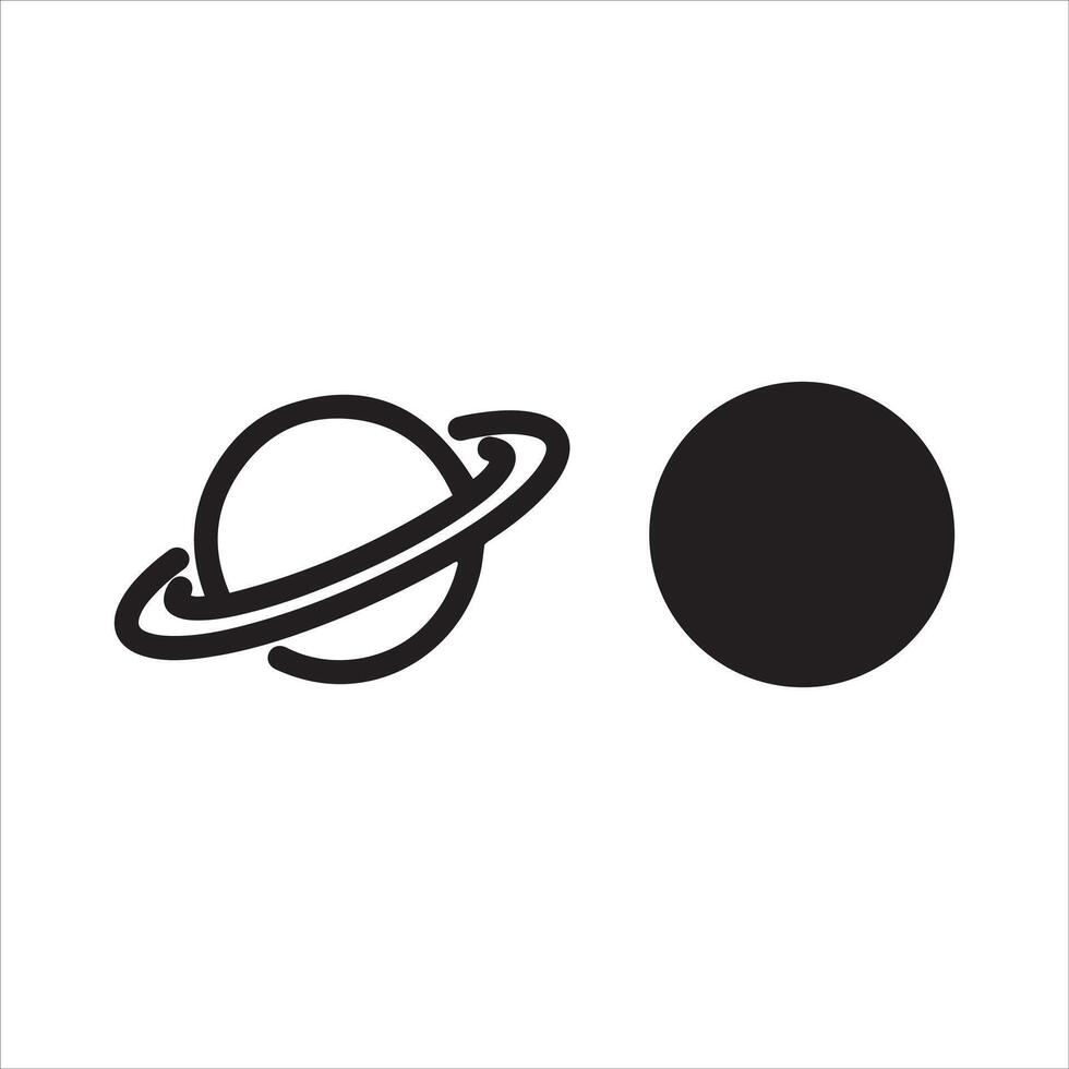 Simple celestial bodies saturn and a dark sphere vector
