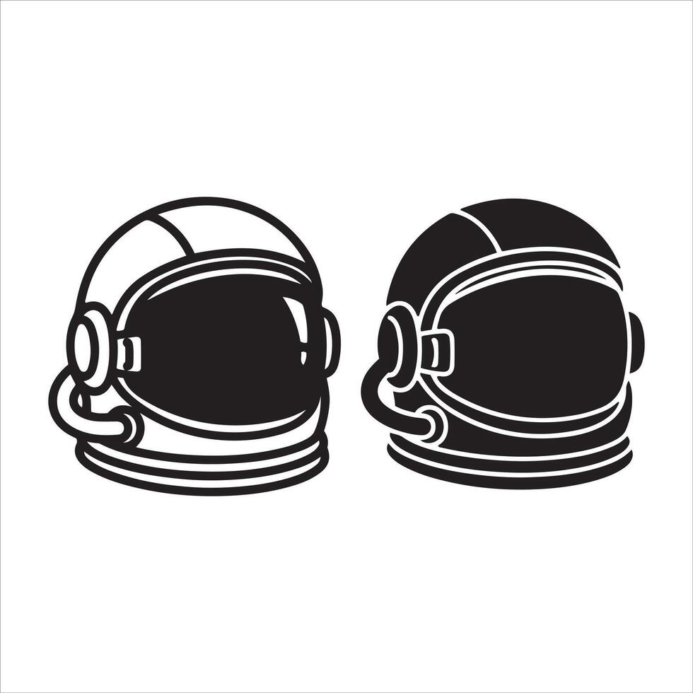Two stylized astronaut helmets facing each other vector
