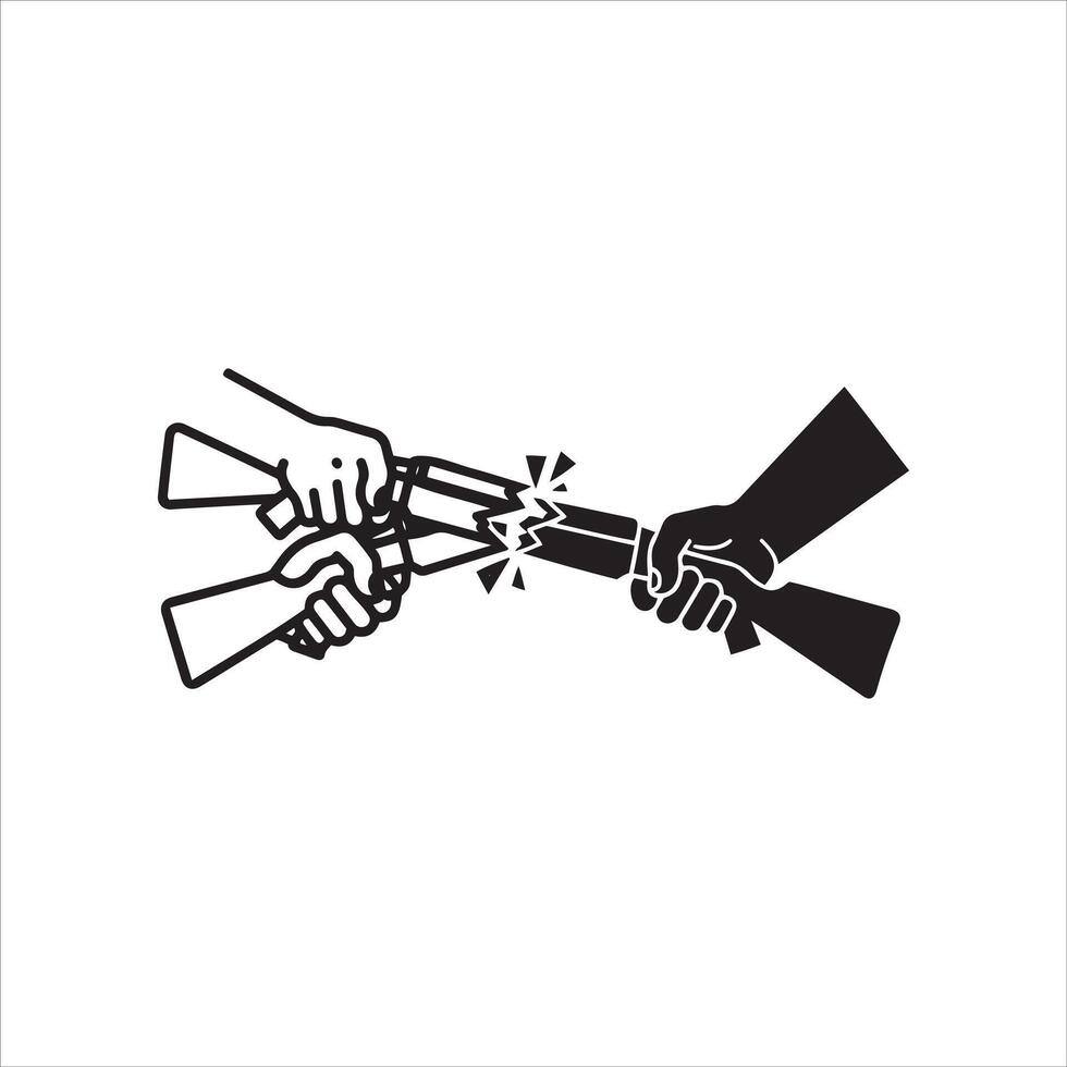 Hands tugging on a broken object symbolizing conflict and division vector