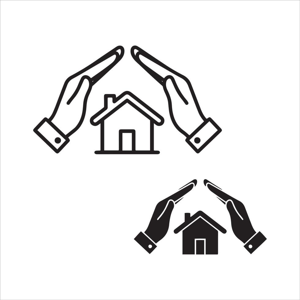 Hands protecting a house symbolizing home security and safety vector